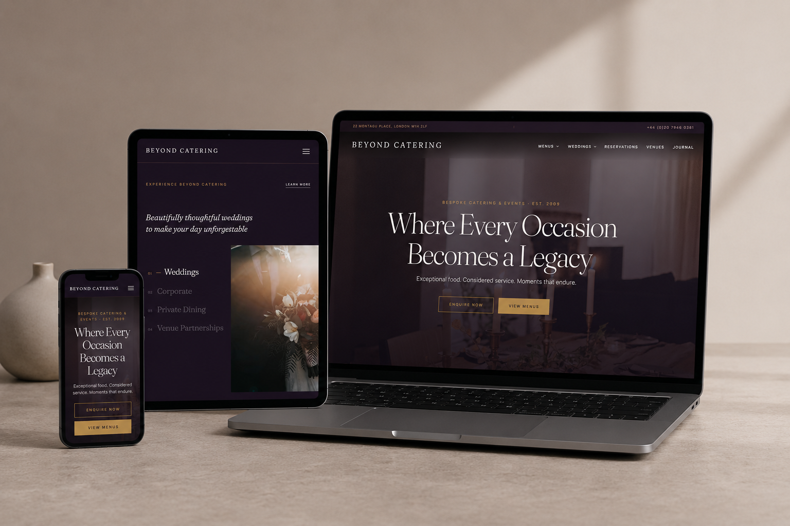 Beyond Catering homepage design
